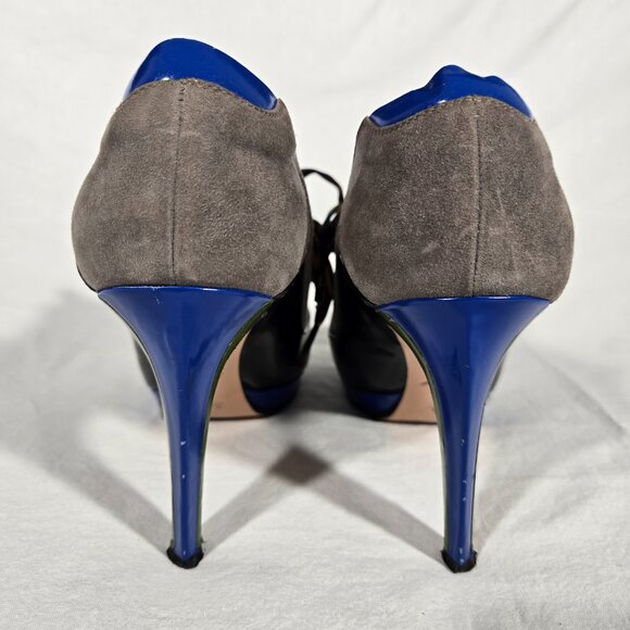 Rare ITALY Vintage PAUL SMITH Old Stock Lace Up Platform Heels Oxfords Size 8.5. - Picture 6 of 17